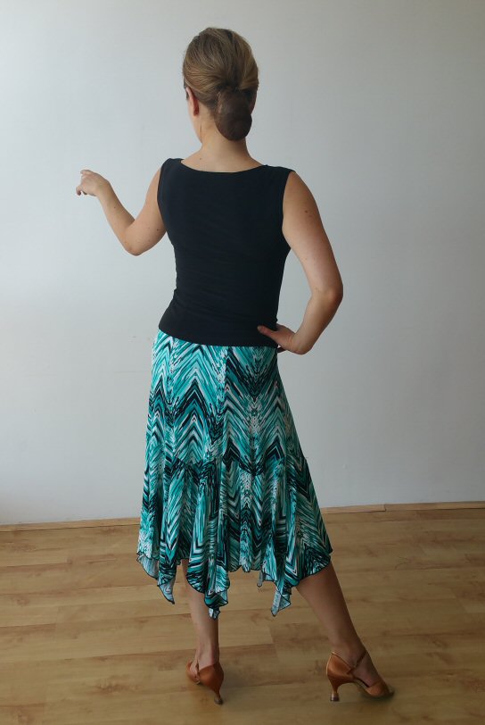 Zig zag hem Skirt Turquoise ZEM DancesportUK