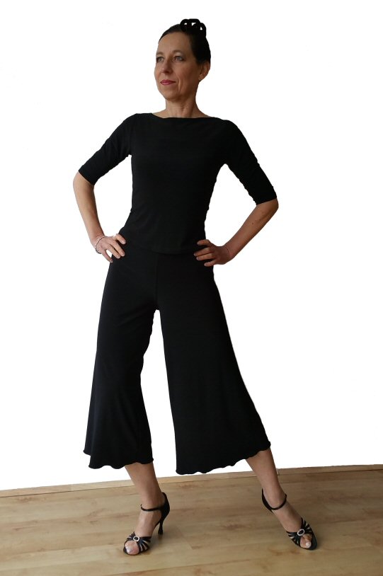 Wide leg Skirt length soft trousers - Black and various colours | ZEM ...