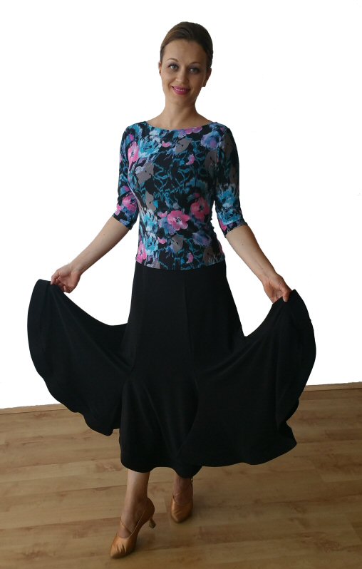 Bell shape 8Panel Ballroom Practice Skirt with crinoline hem Various